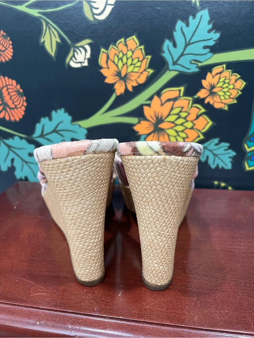 Emilio Pucci Velvet Print Wedge Mule Slides Size 39 Made in Italy